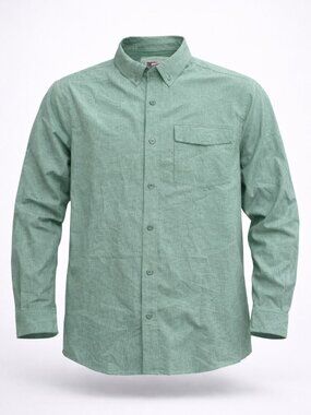 Duluth Button Up Shirt Mens XXL Green Long Sleeve Travel Outdoor Sunglass Wipe
